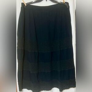 Lane Bryant Black Tiered Maxi Skirt with Lace Detail